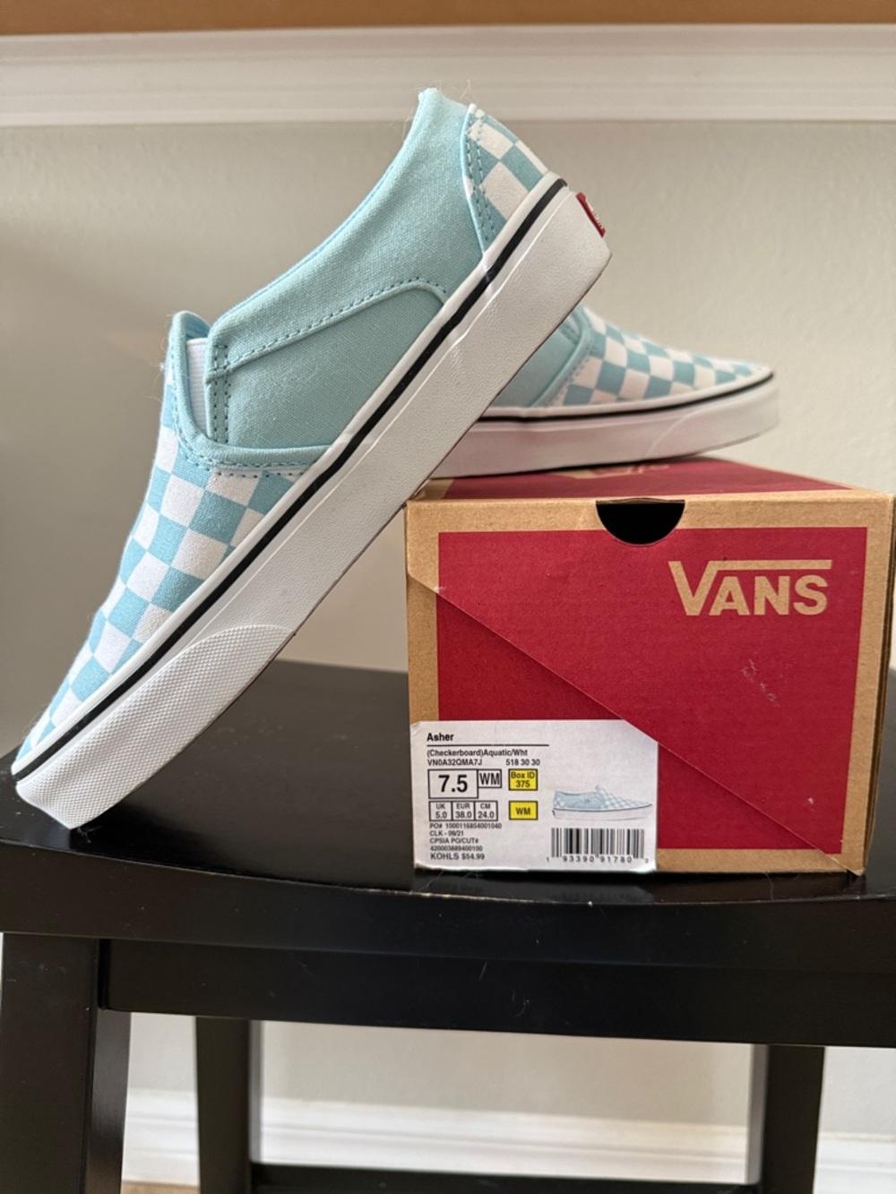 Vans Checkerboard Slip-On - Light Blue & White - Picture 3 of 6